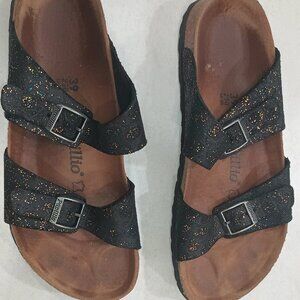 Papillio Birkenstock, sparkly black leather - 8 1/2 women